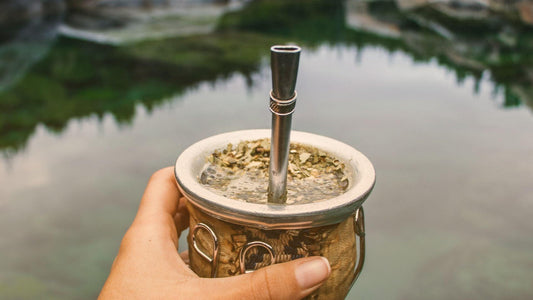 Traditional Yerba Mate cup with leaves as historically used