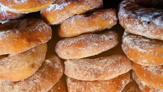 Glazed doughnuts with sugar