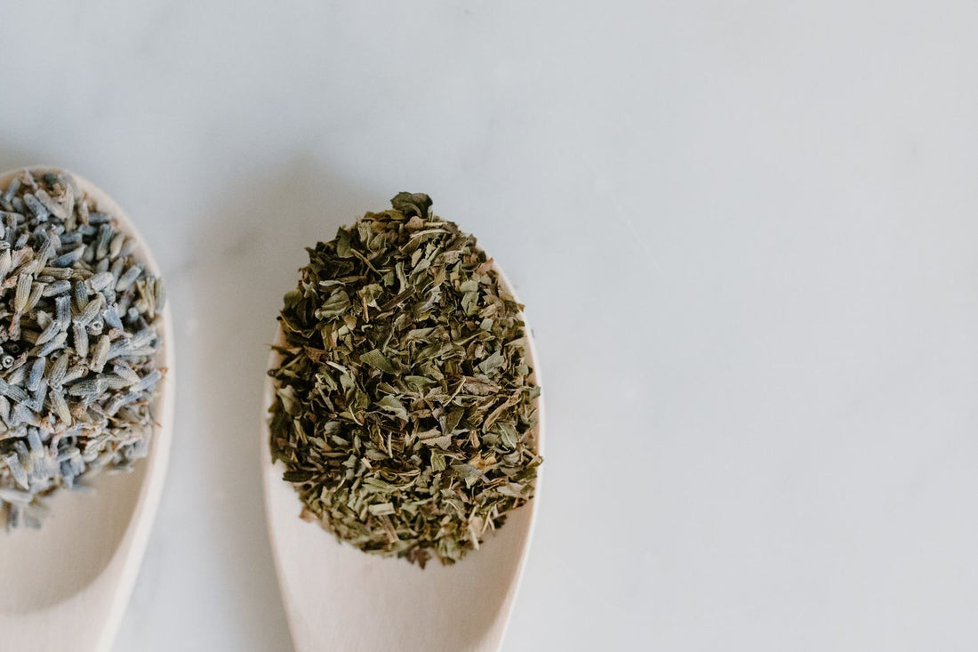 Dried herbs and botanicals on a table